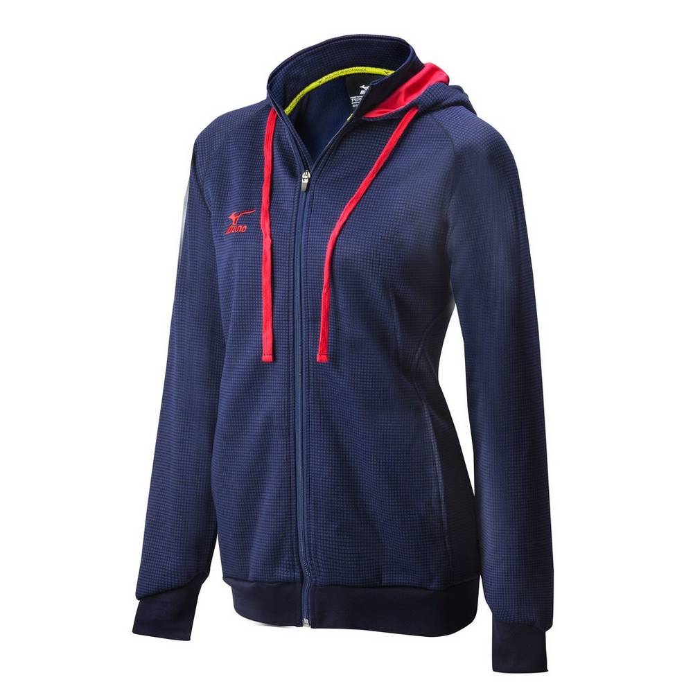 Mizuno Women's Pro Full Zip Hoody Hoodie Navy/Red (440579-LBK)